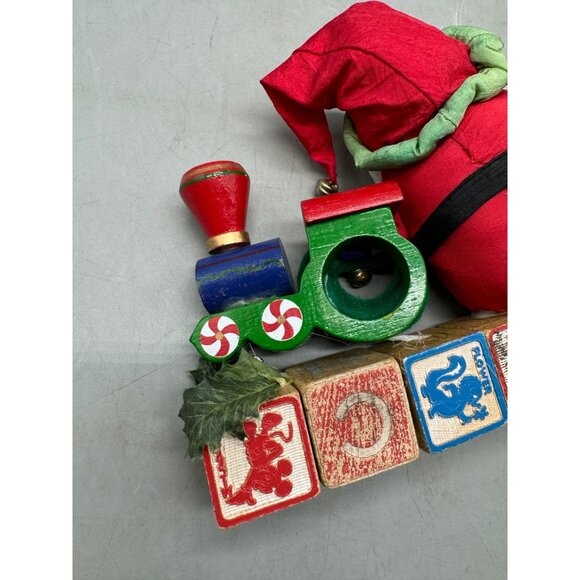 Vintage handmade Santa & Train Christmas Decor Set needs glued 7.5" blocks READ - Picture 9 of 9